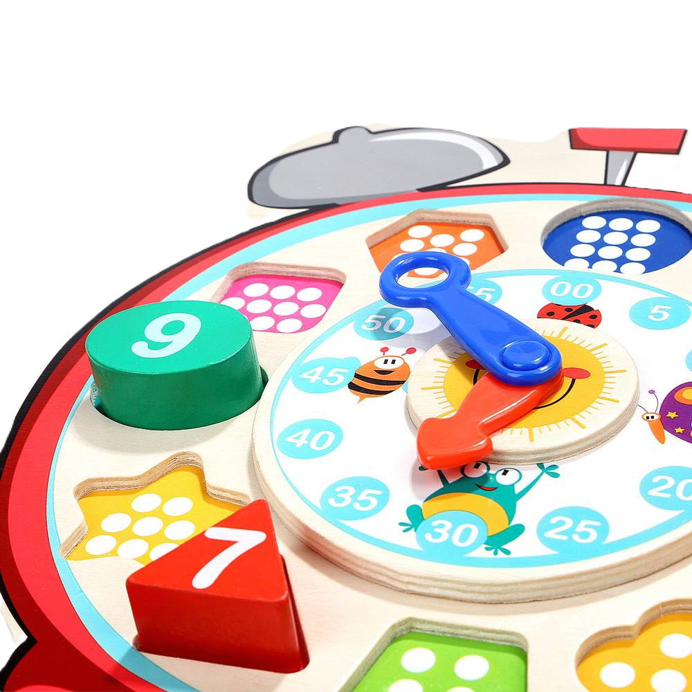 Wooden clock with shapes