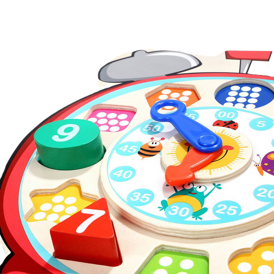 Wooden clock with shapes