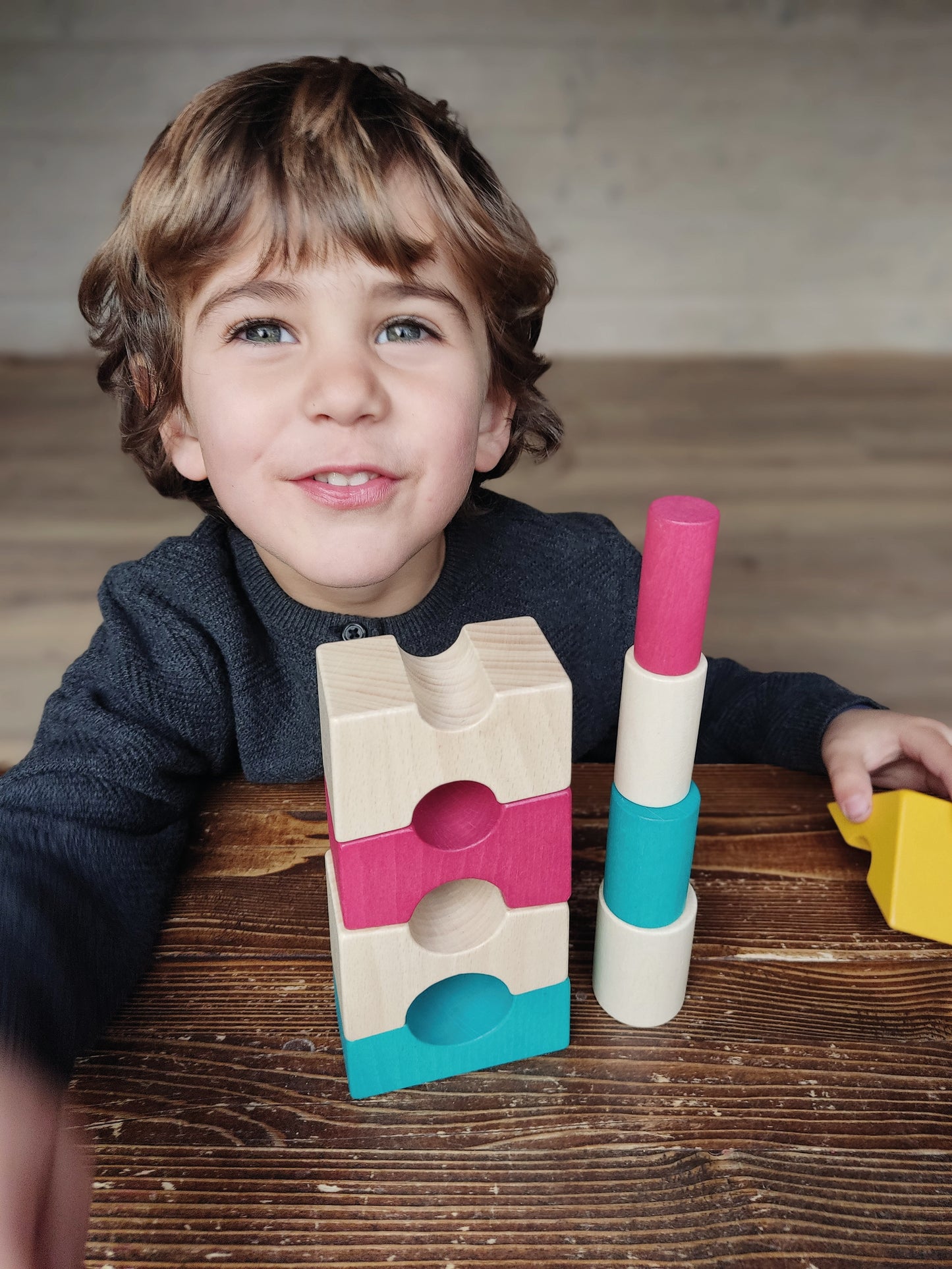 Colorful wooden tower