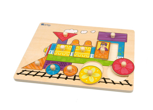 Wooden puzzle-wedge train