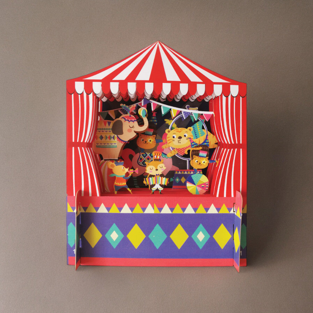 Ευχετήρια κάρτα pop-up με τσίρκο