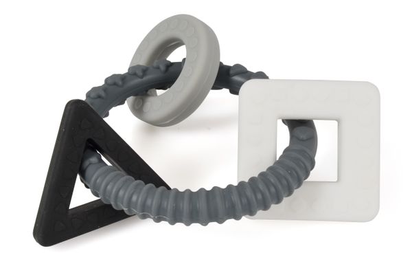 Teething ring with gray-black elements
