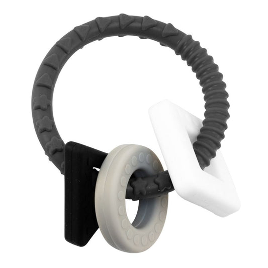 Teething ring with gray-black elements