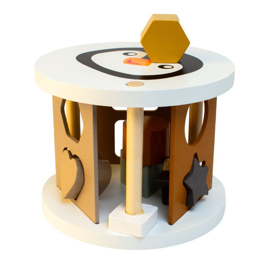 Wooden shape sorting game, penguin