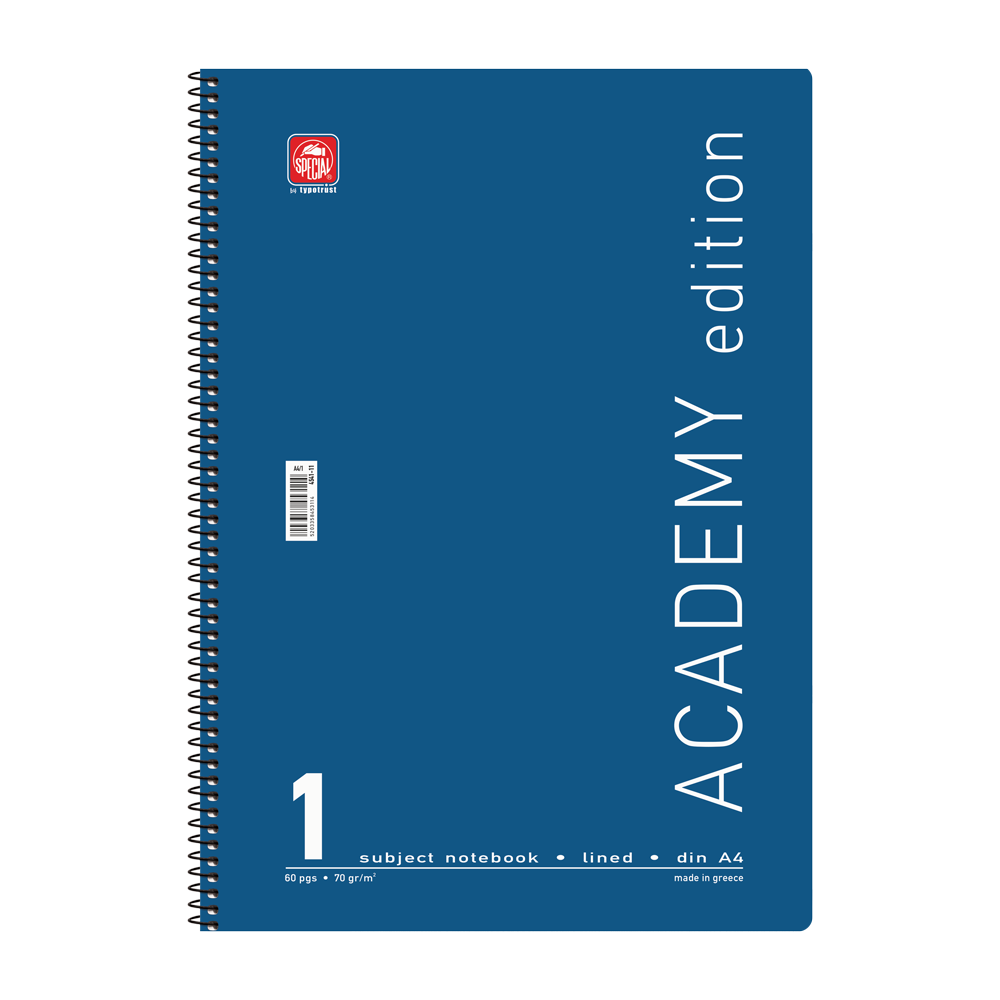 Τετράδιο σπιράλ Α4 ενός θέματος, 30 φύλλων Special Academy μπλε