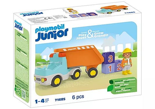 Dump truck with worker Playmobil Junior 71685
