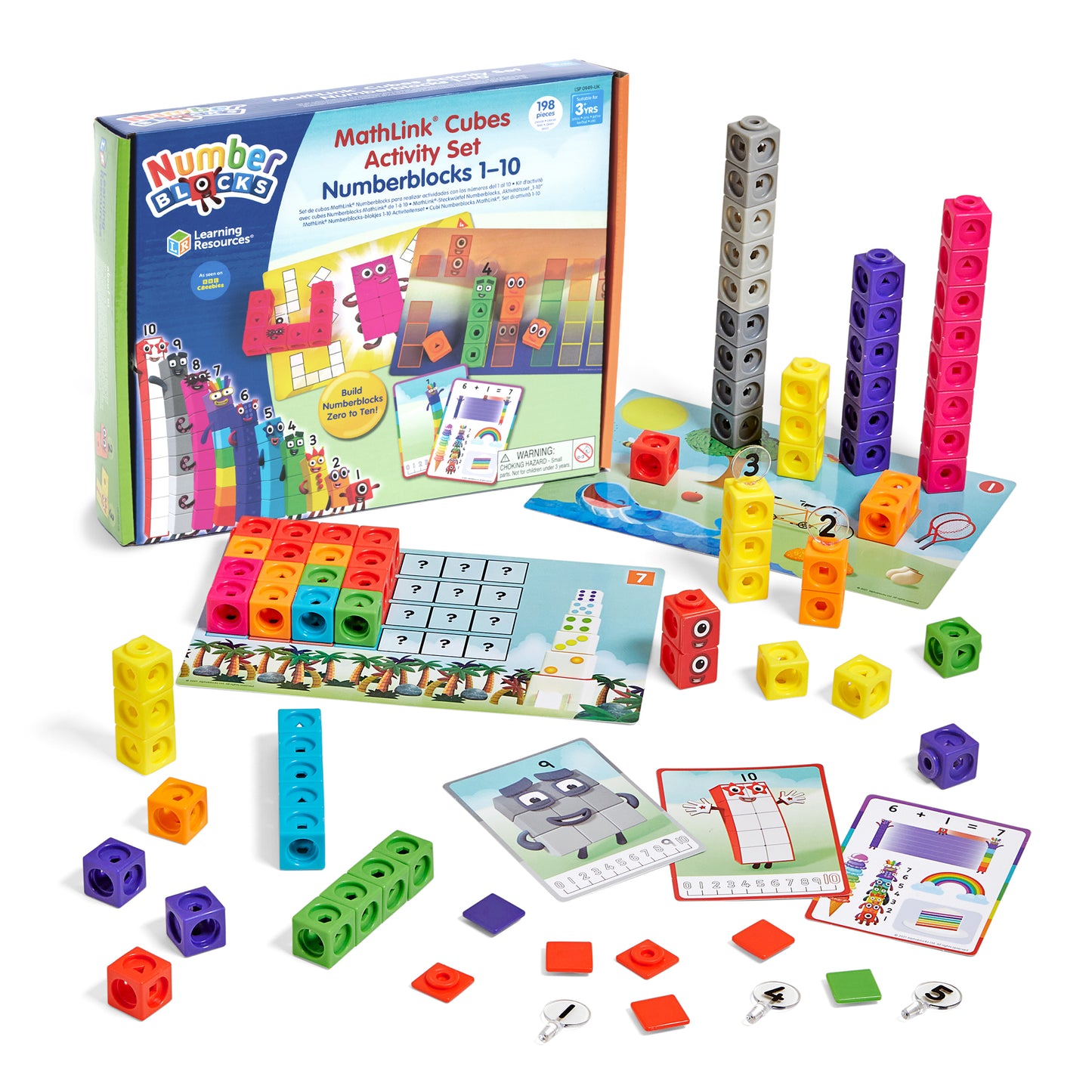 Number cubes 1-10, MathLink®Cubes activity set LSP0949-UK
