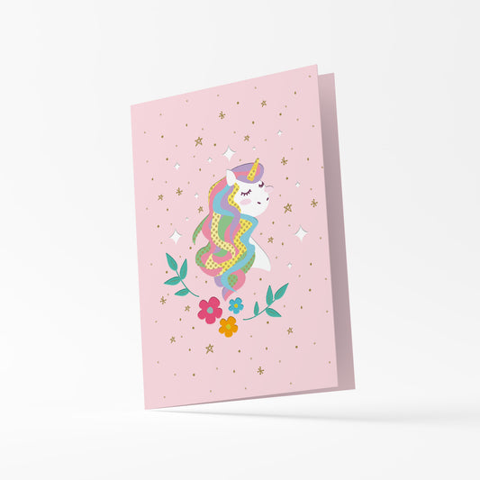 Ευχετήρια κάρτα origami με μονόκερο