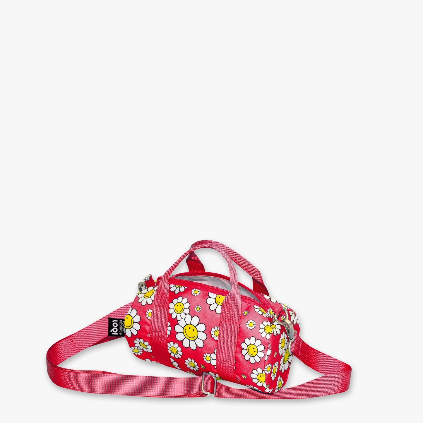 Τσάντα ώμου Loqi Smiley Flowers Raspberry small weekender