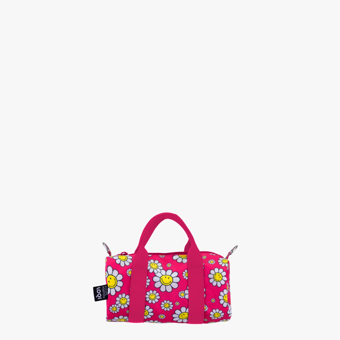 Τσάντα ώμου Loqi Smiley Flowers Raspberry small weekender