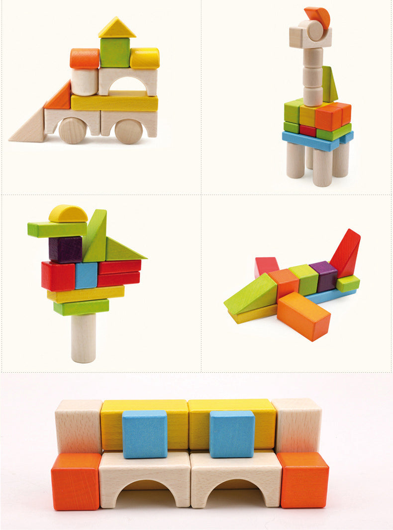 Colored wooden blocks, 30 pieces