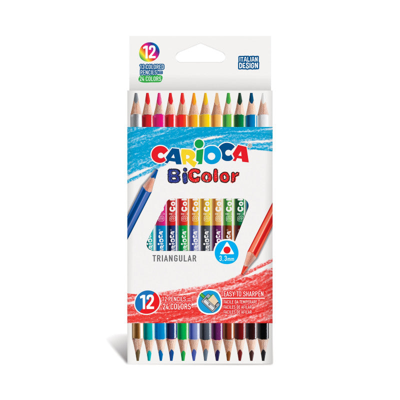 Carioca two-tone triangular crayons 24 colors