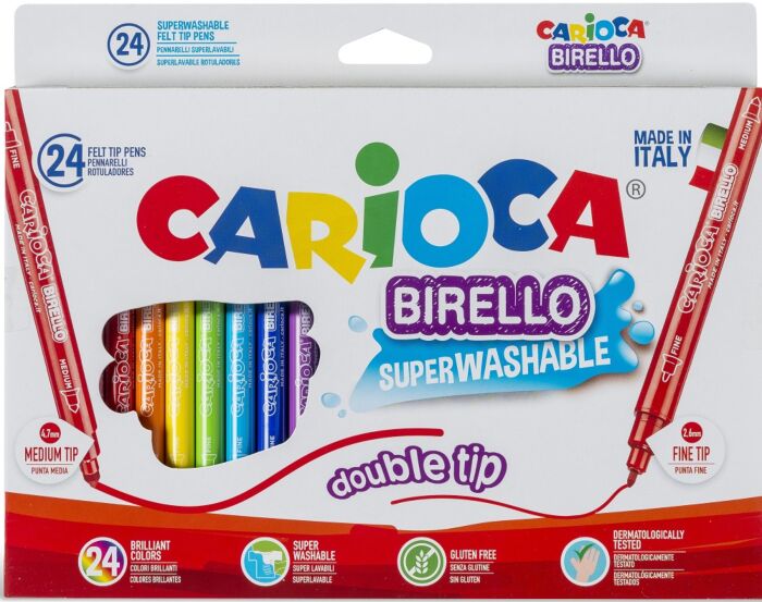 Μαρκαδόροι Carioca birello διπλή μύτη 24 χρώματα