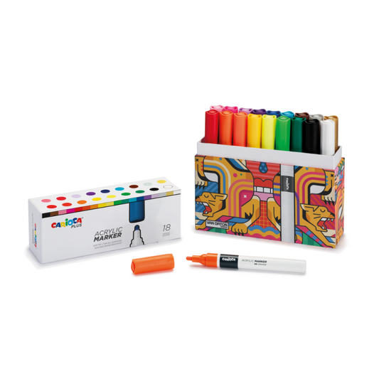 Carioca plus acrylic markers-case with 18 colors-45219