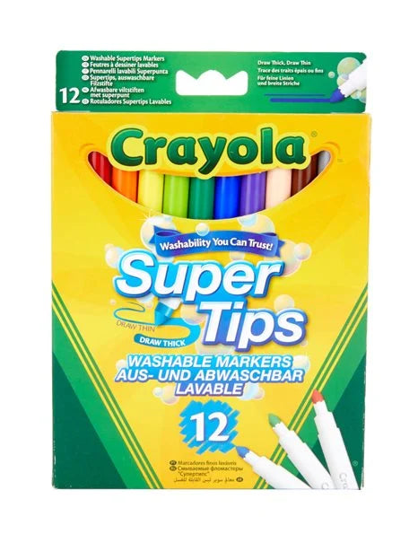 Crayola markers 12 colors fine washable 7509