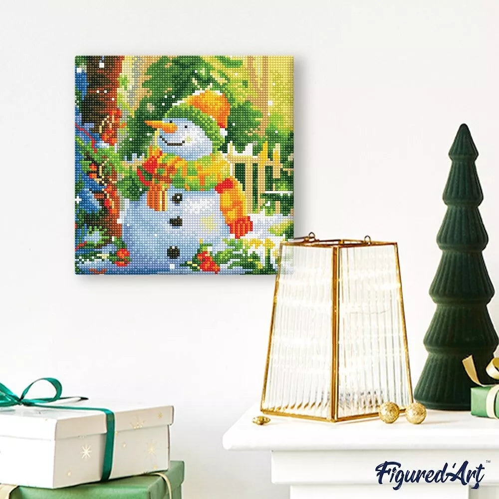 Χιονάνθρωπος-Diamond painting 25x25 cm