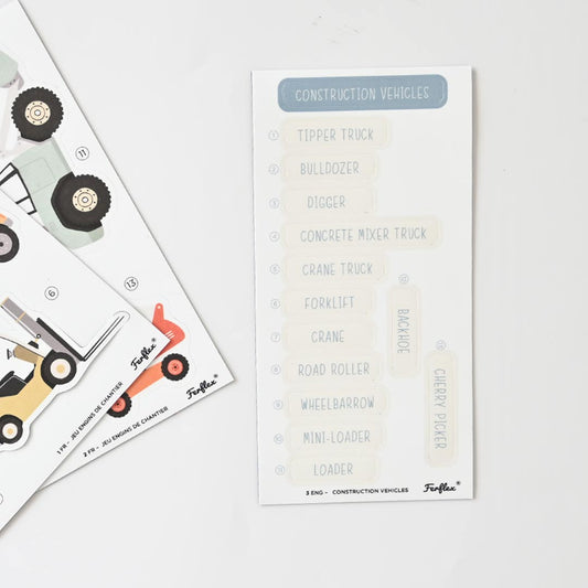 Set of magnets with construction site vehicles