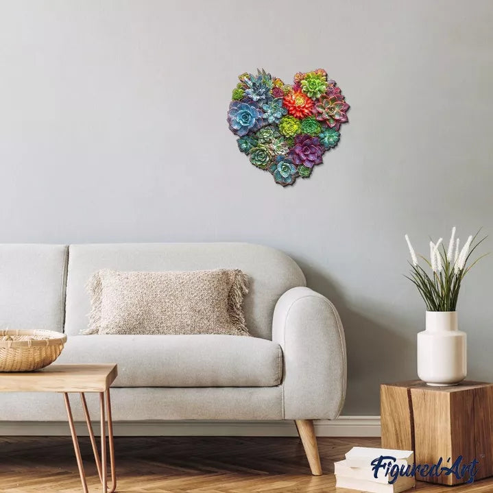 Wooden puzzle "The heart of succulents" 200 pieces