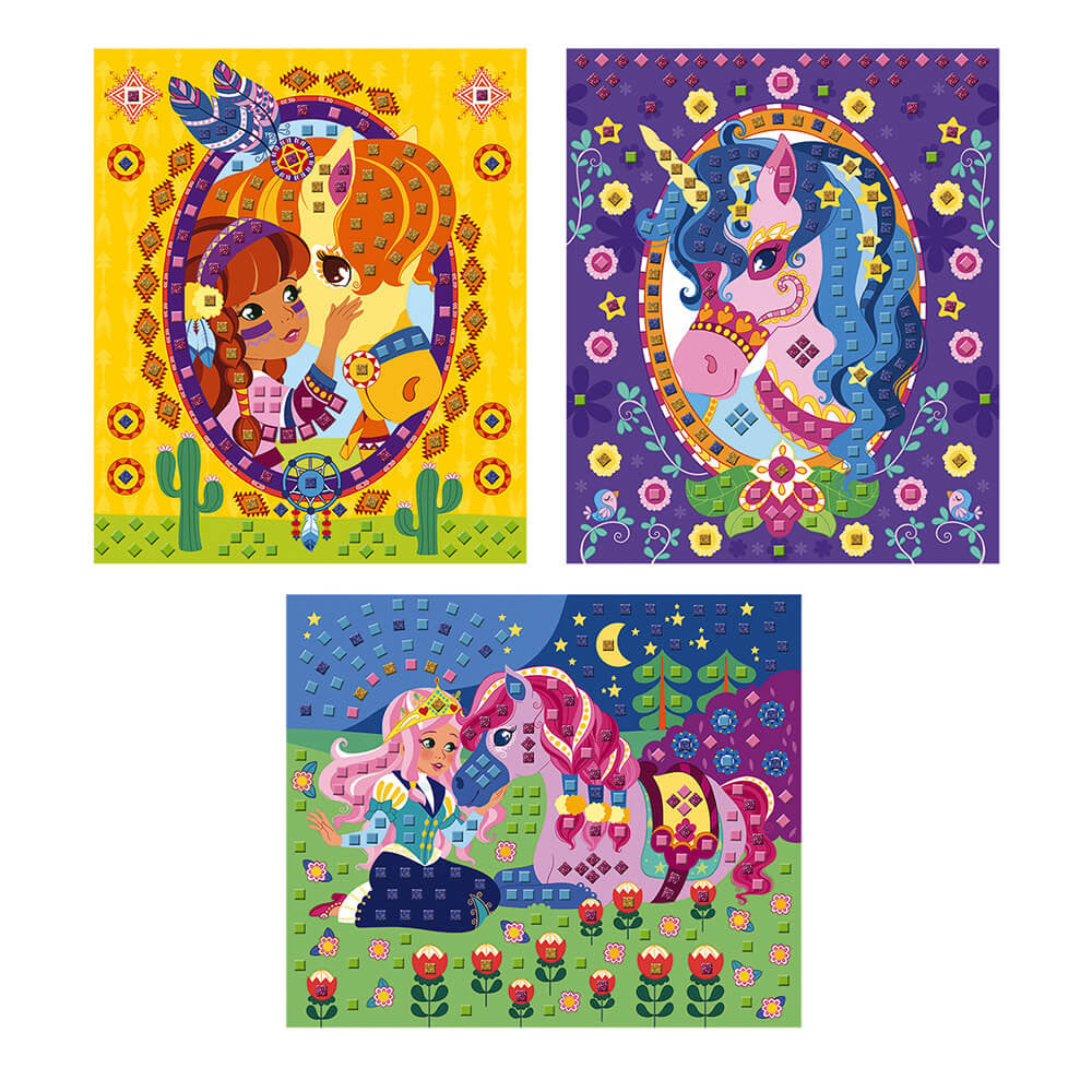 Crafts-Mosaics with ponies and unicorns 5+