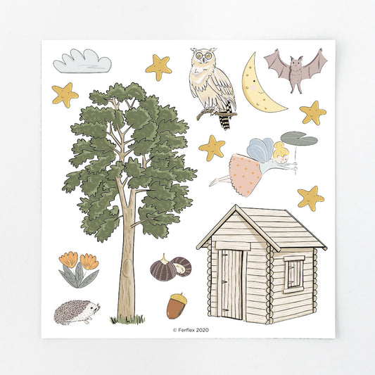 Set of magnets with a forest theme