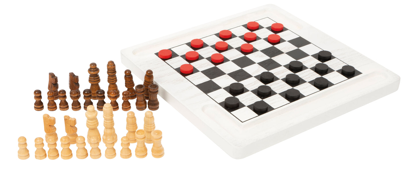 Ξύλινο σετ σκάκι-ντάμα 20 x 20 εκ.