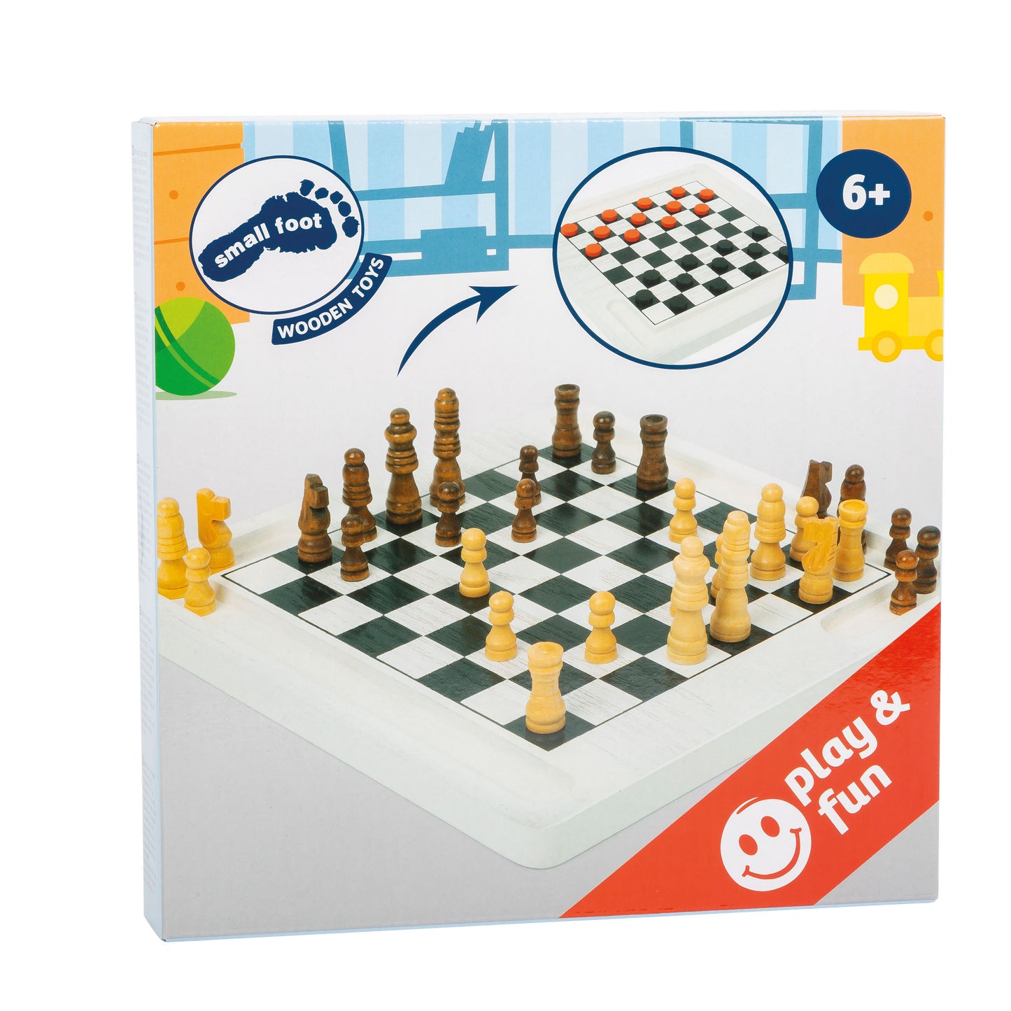 Ξύλινο σετ σκάκι-ντάμα 20 x 20 εκ.