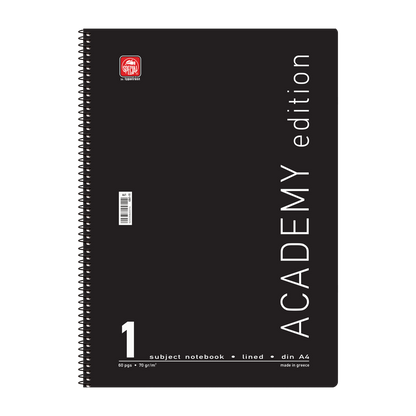 Τετράδιο σπιράλ Α4 ενός θέματος, 30 φύλλων Special Academy μαύρο