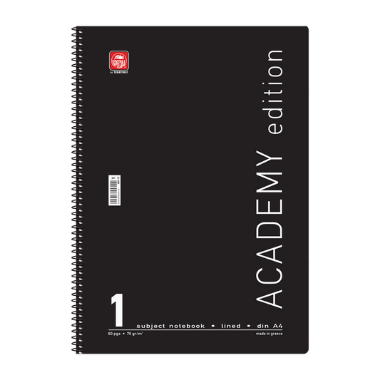 Τετράδιο σπιράλ Α4 ενός θέματος, 30 φύλλων Special Academy μαύρο