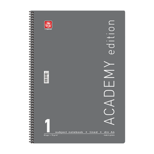 Τετράδιο σπιράλ Α4 ενός θέματος, 30 φύλλων Special Academy γκρίζο