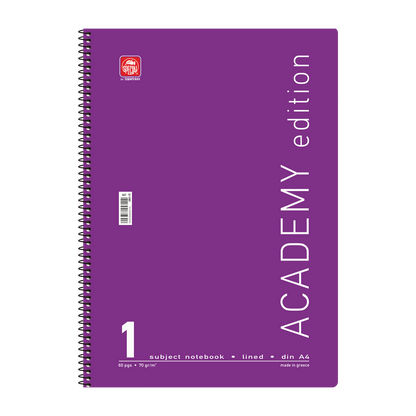 Τετράδιο σπιράλ Α4 ενός θέματος, 30 φύλλων Special Academy μωβ
