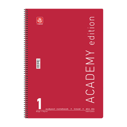Τετράδιο σπιράλ Α4 ενός θέματος, 30 φύλλων Special Academy κόκκινο