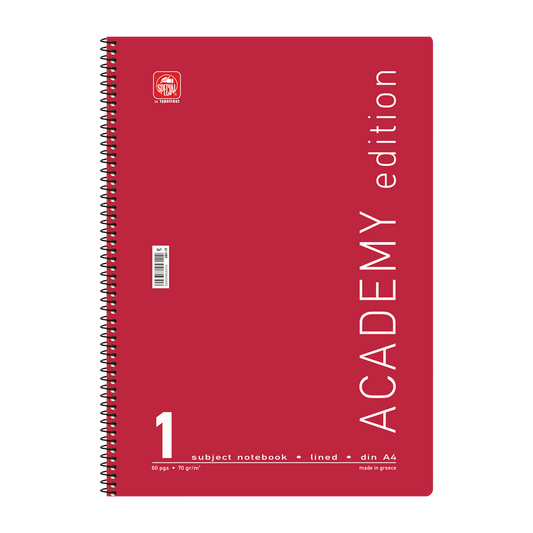 Τετράδιο σπιράλ Α4 ενός θέματος, 30 φύλλων Special Academy κόκκινο