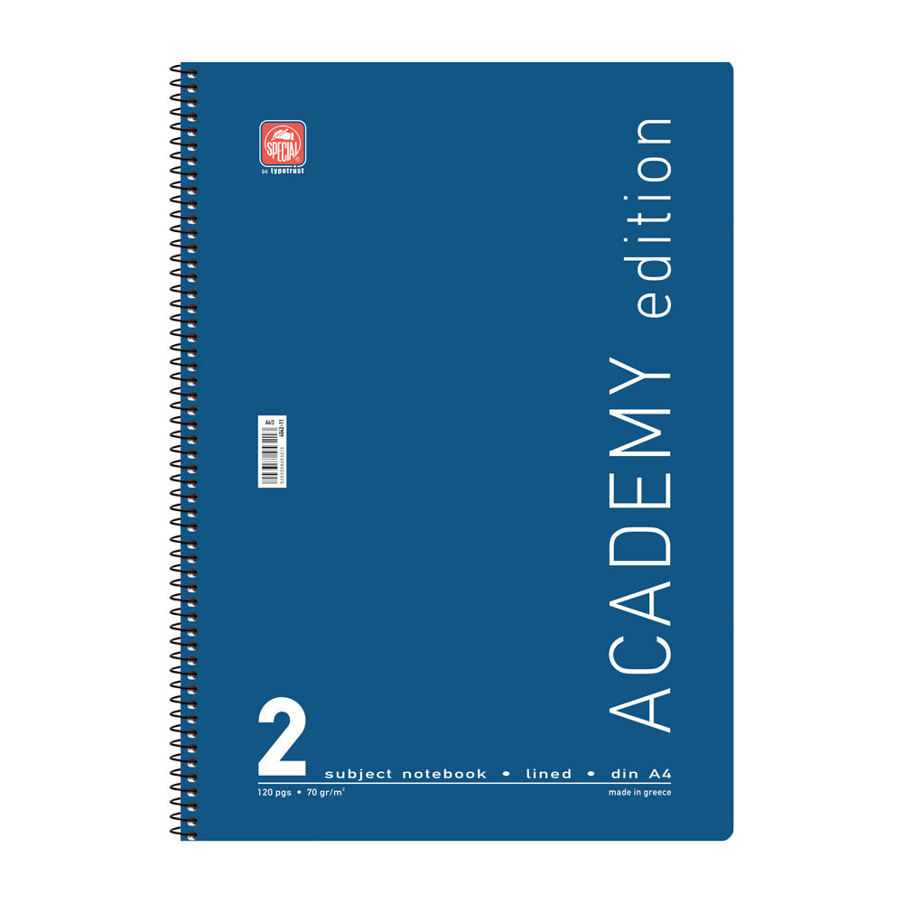 Τετράδιο σπιράλ Α4 2 θεμάτων, 120 σελ. Special Academy μπλε