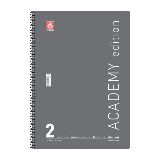 Τετράδιο σπιράλ Α4 2 θεμάτων, 120 σελ. Special Academy γκρίζο
