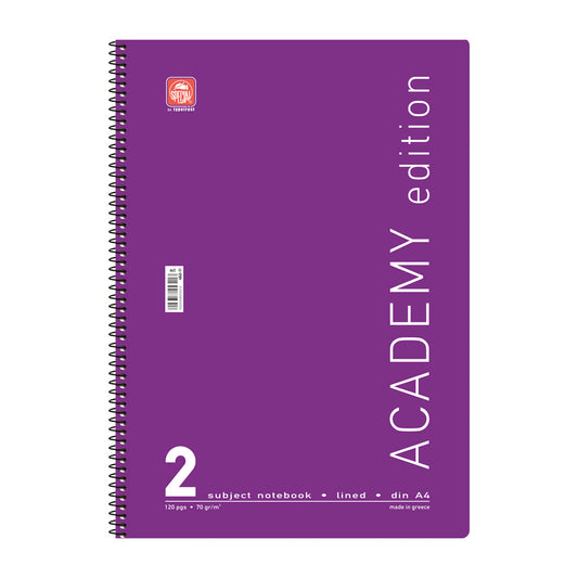Τετράδιο σπιράλ Α4 2 θεμάτων, 120 σελ. Special Academy μωβ