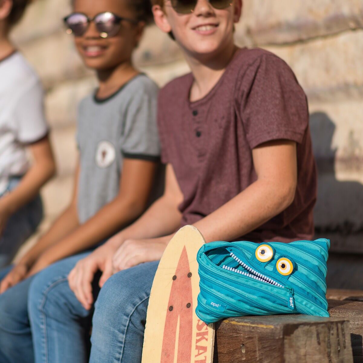 ZIPIT Wildlings Jumbo Pencil Case, Pencil Pouch for Kids, Blue - Image 3