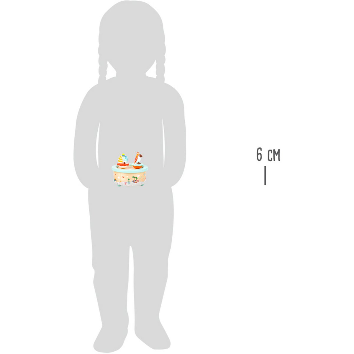 Ξύλινο μουσικό κουτί με παπαγάλο και ελέφαντα