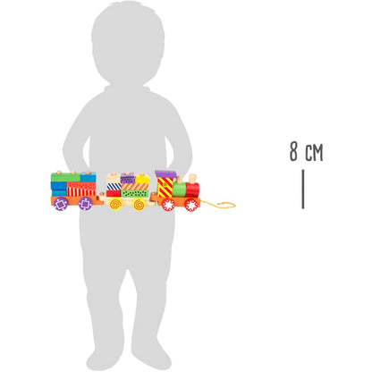 Ξύλινο τρένο-παιχνίδι στοίβαξης με 3 βαγόνια και τουβλάκια