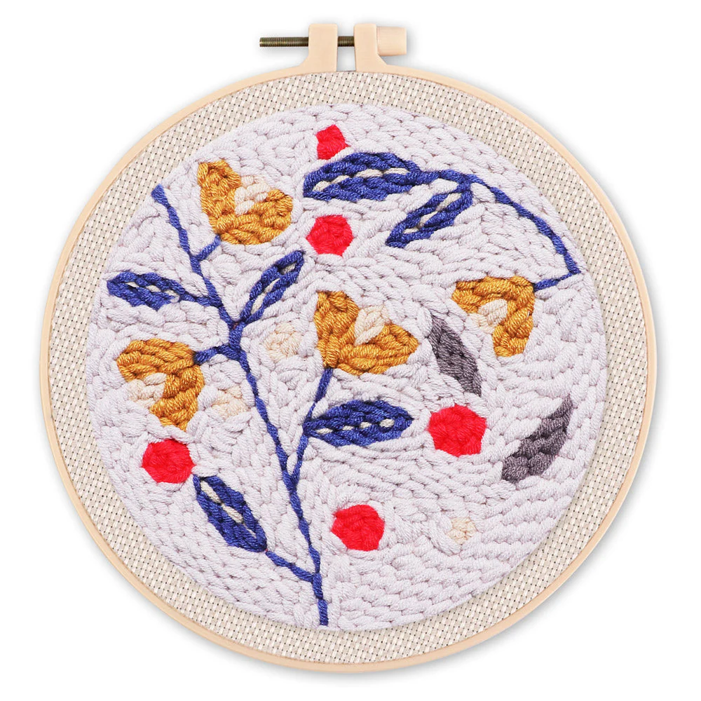Κλαδιά με λουλούδια-Κιτ κεντήματος με punch needle