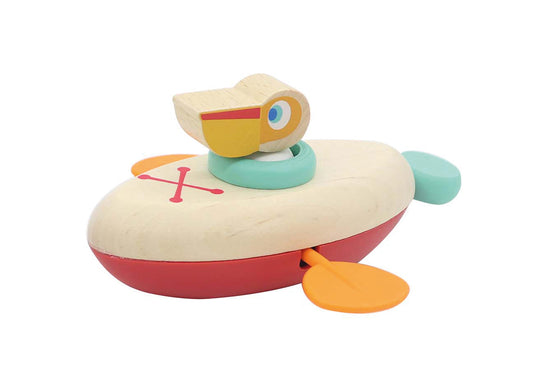 Ξύλινο κουρδιστό κανό-πελεκάνος