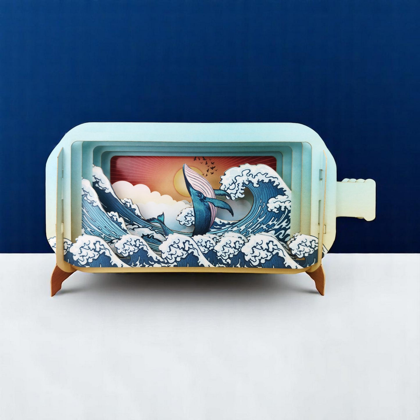 Greeting card Whale in the wave, pop up 3D