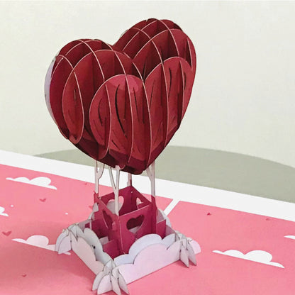 Ευχετήρια κάρτα origami για νεόνυμφους με αερόστατο-καρδιά