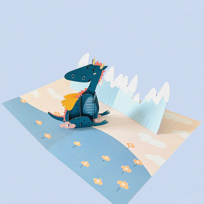 Ευχετήρια κάρτα origami με δράκο για νεογέννητο