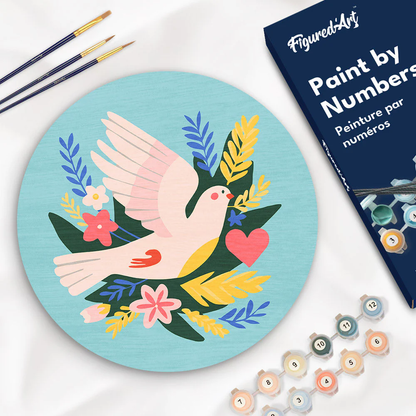 Bird among flowers - Paint by numbers kit on wood