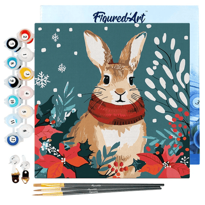 Χριστουγεννιάτικο κουνελάκι-Κιτ ζωγραφικής με αριθμούς με τελάρο