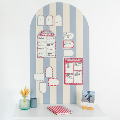 Μαγνητικός αυτοκόλλητος πίνακας χρωματιστή αψίδα-ριγέ θαλασσί