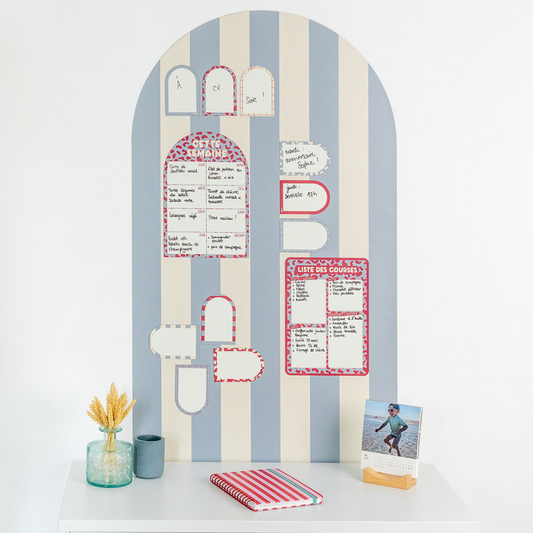 Μαγνητικός αυτοκόλλητος πίνακας χρωματιστή αψίδα-ριγέ θαλασσί