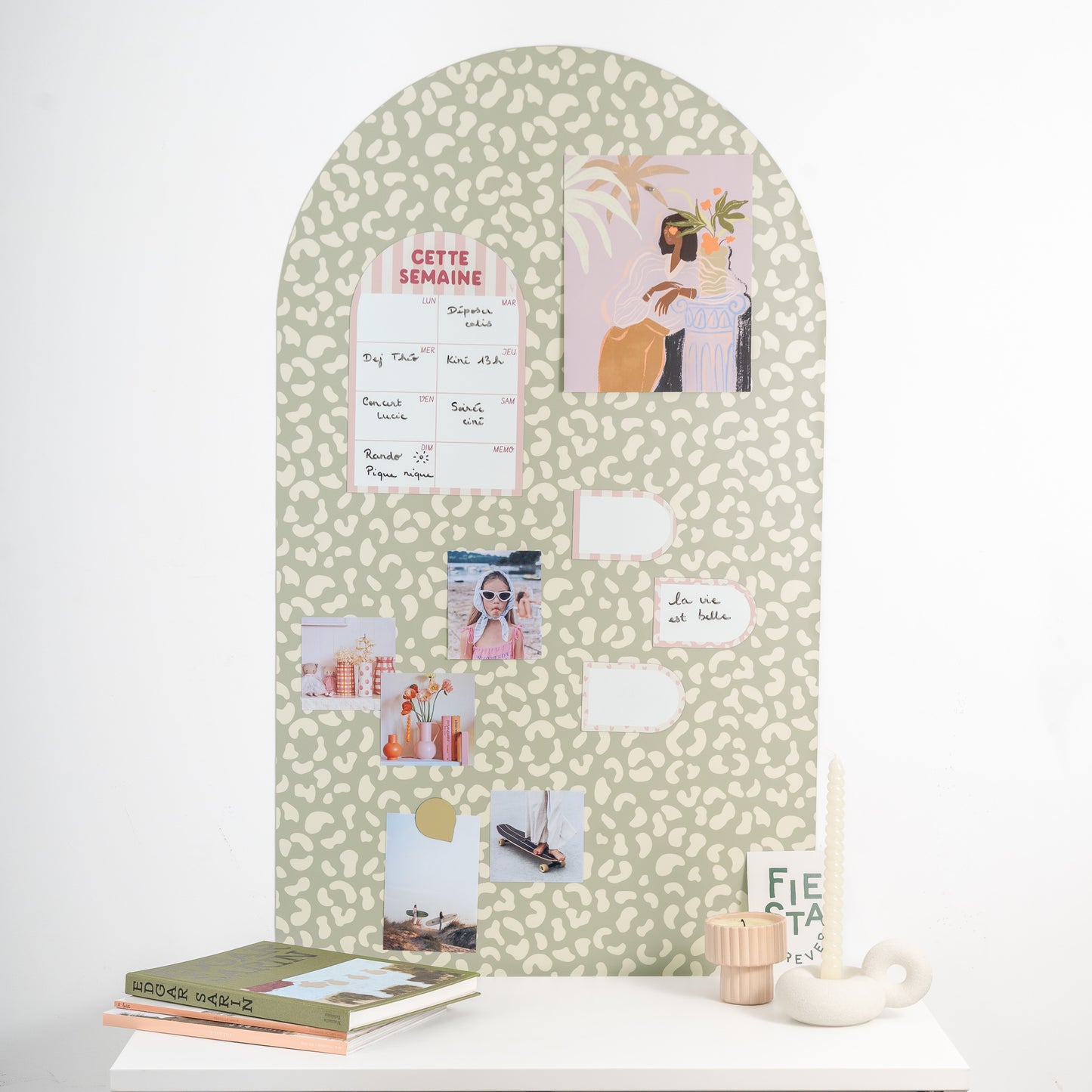 Μαγνητικός αυτοκόλλητος πίνακας χρωματιστή αψίδα-απαλό πράσινο λεοπάρ