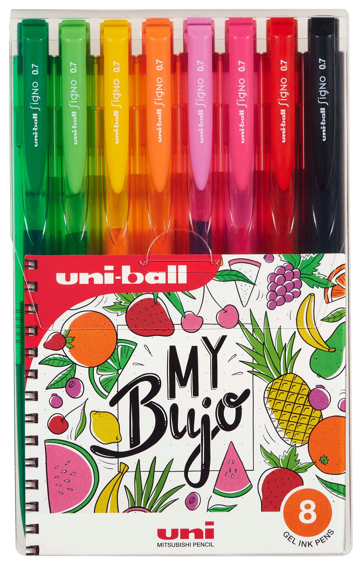Σετ από 8 χρωματιστά στυλό gel Uniball Signo Bujo