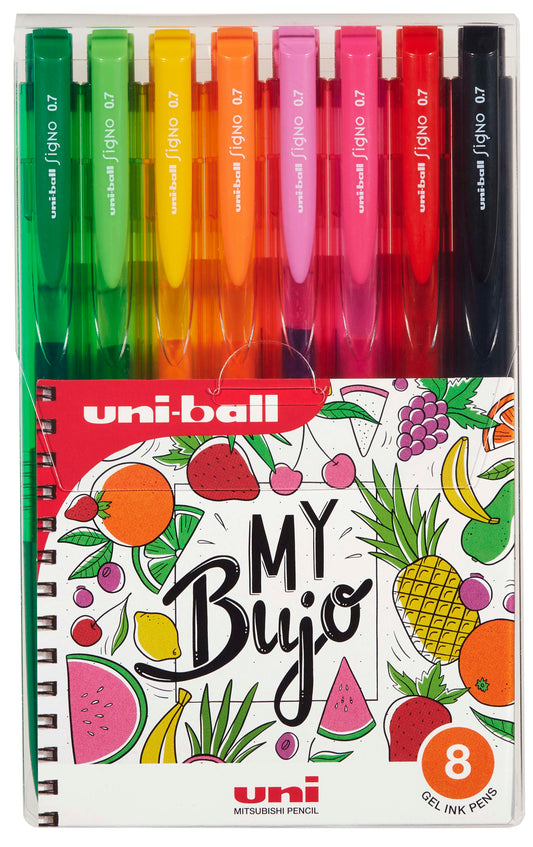 Σετ από 8 χρωματιστά στυλό gel Uniball Signo Bujo